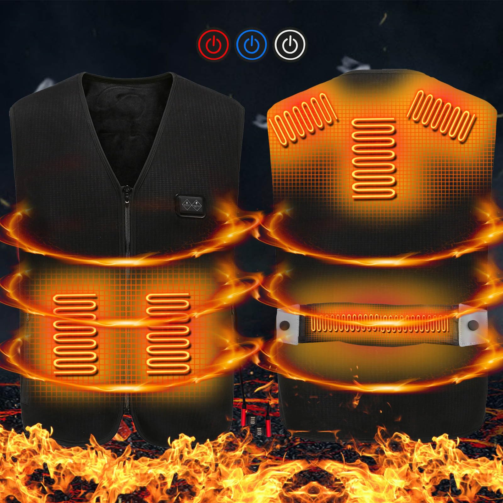 Chaleco Calefactor Eléctrico Usb Hombre Mujer Chaqueta Calefactable Chaqueta TéRmica de Invierno sin Mangas, 6 Zonas Calefacción Chaqueta Casual sin Capucha Inteligente Temperatura Control