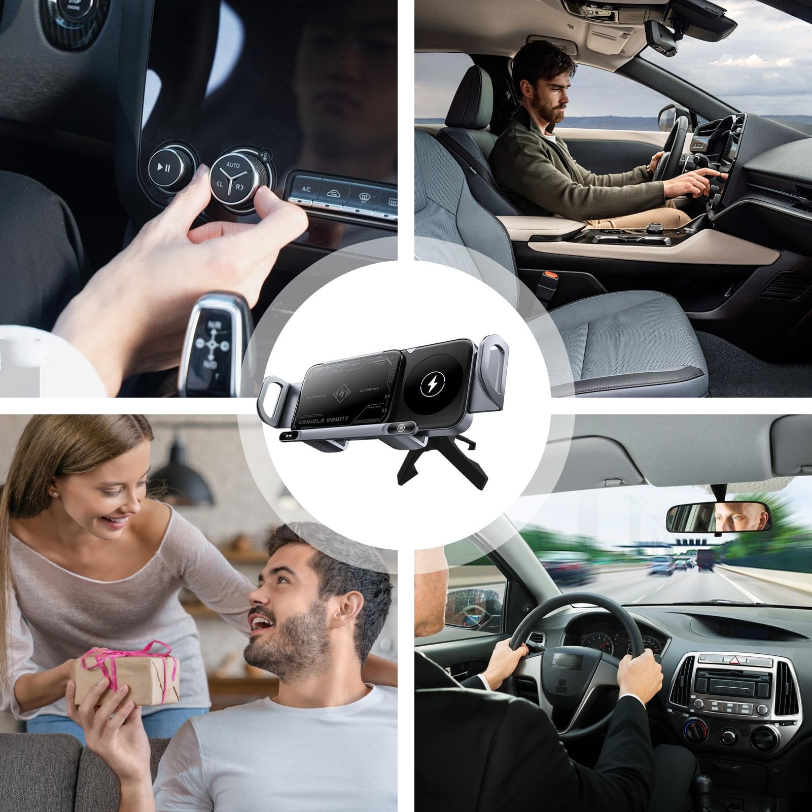 Caricatore Wireless Auto Porta Cellulare Veicolo