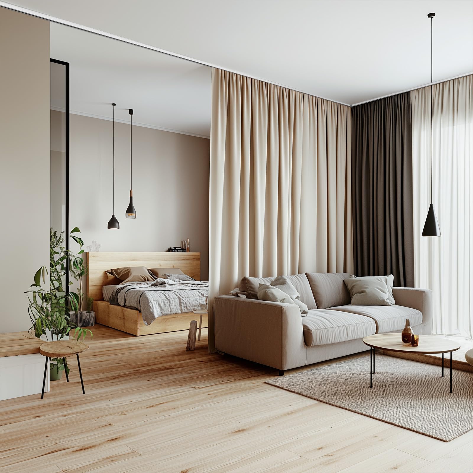 Barra de cortina retráctil 130-240cm, barra de techo de aluminio, kit de barras silenciosas, barra de cortina de separación para ventanas y habitaciones, Blanco