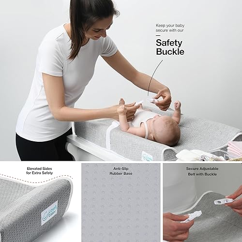 Miniatura 7 de Cambiador de cambiador  Cambiador de bebé contorneado de espuma para tocador, funda exterior antideslizante lavable suave y extraíble + forro