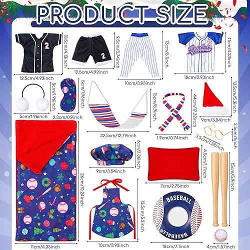 Miniatura 10 de 1 juego de accesorios de muñeca elfo de Navidad 2024, incluye delantal, sombrero de chef, hamaca, saco de dormir, bata de baño, suéter, vestido,