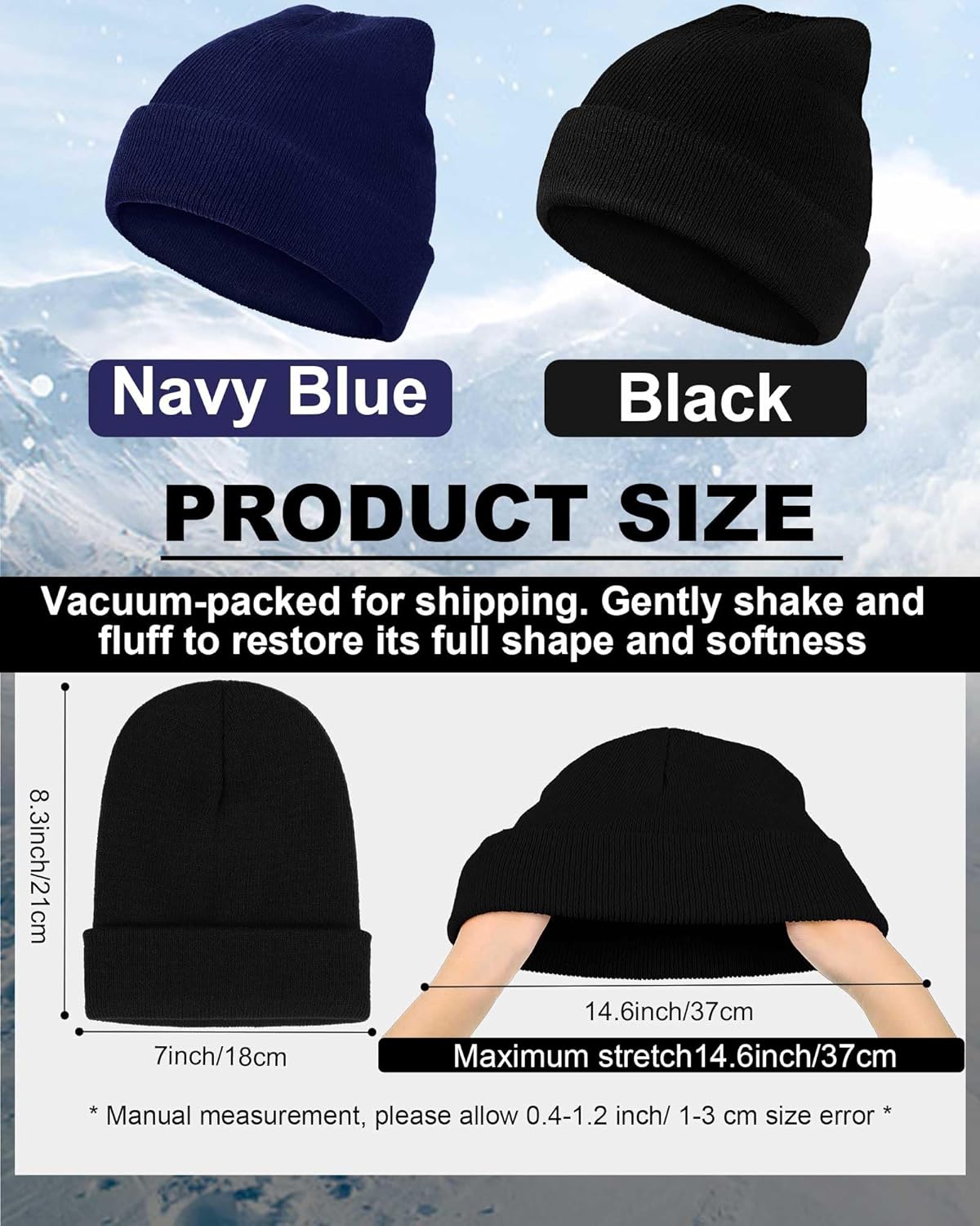Jecery 180 Pcs Winter Beanie Hats Bulk for Homeless Donation Unisex Warm Thermal Stretch Caps Warm Knitted Cuffed Hats Adult - Image 2