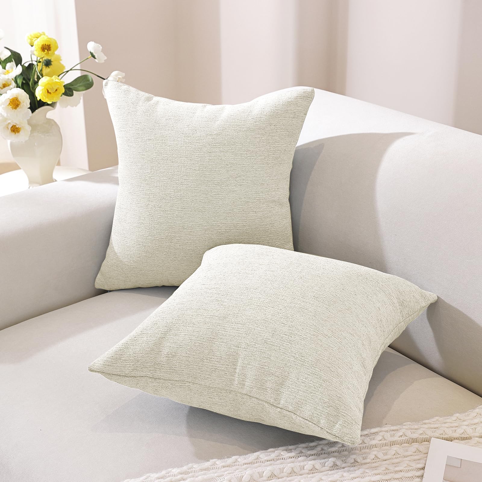 CYCMACO Set of 2 Cushion Covers, 50 x 50 cm, Linen Decorative Cushion Covers, Cushion Covers with Hidden Zip - Image 4