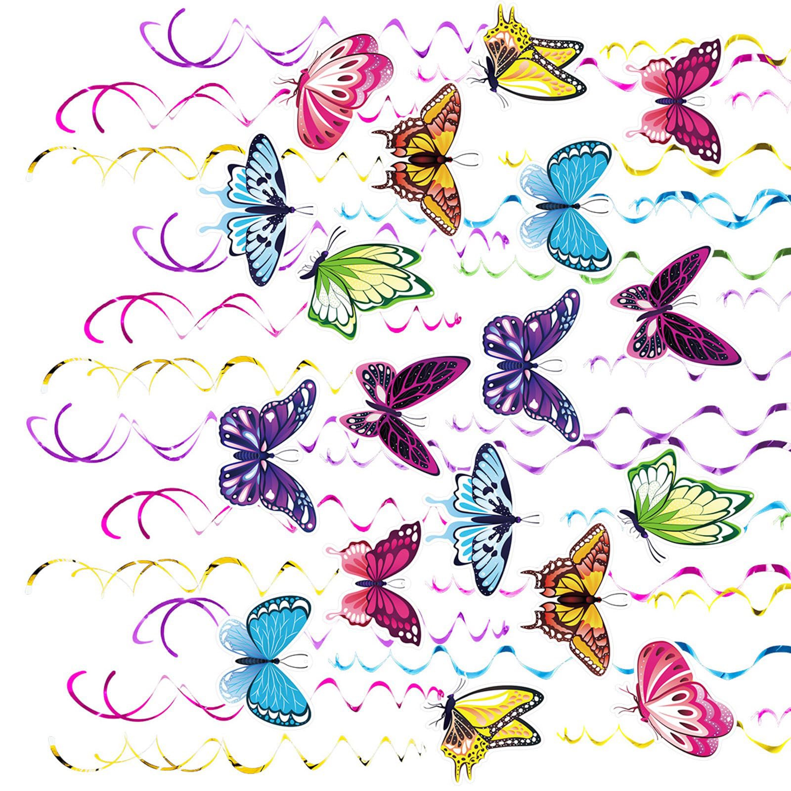 Yhplxyuus 48Pcs Elegant Butterfly Hanging Swirls Decors Butterfly Spirals Hanging Ornament for Creative Homes and Party Decoration Decorations