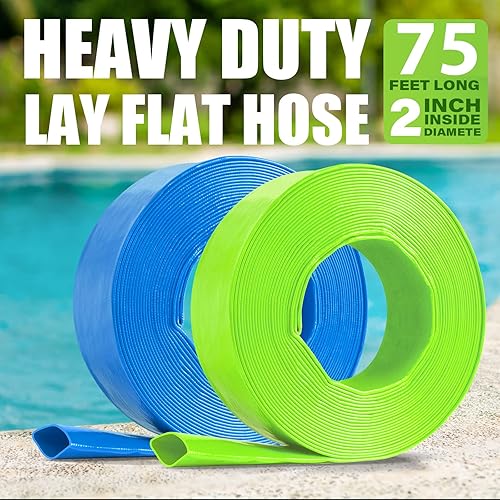 Miniatura 2 de Jin&Bao Manguera de retrolavado de piscina de 2 pulgadas de diámetro, 75 pies con abrazadera, resistente a la intemperie y a las explosiones, tubo