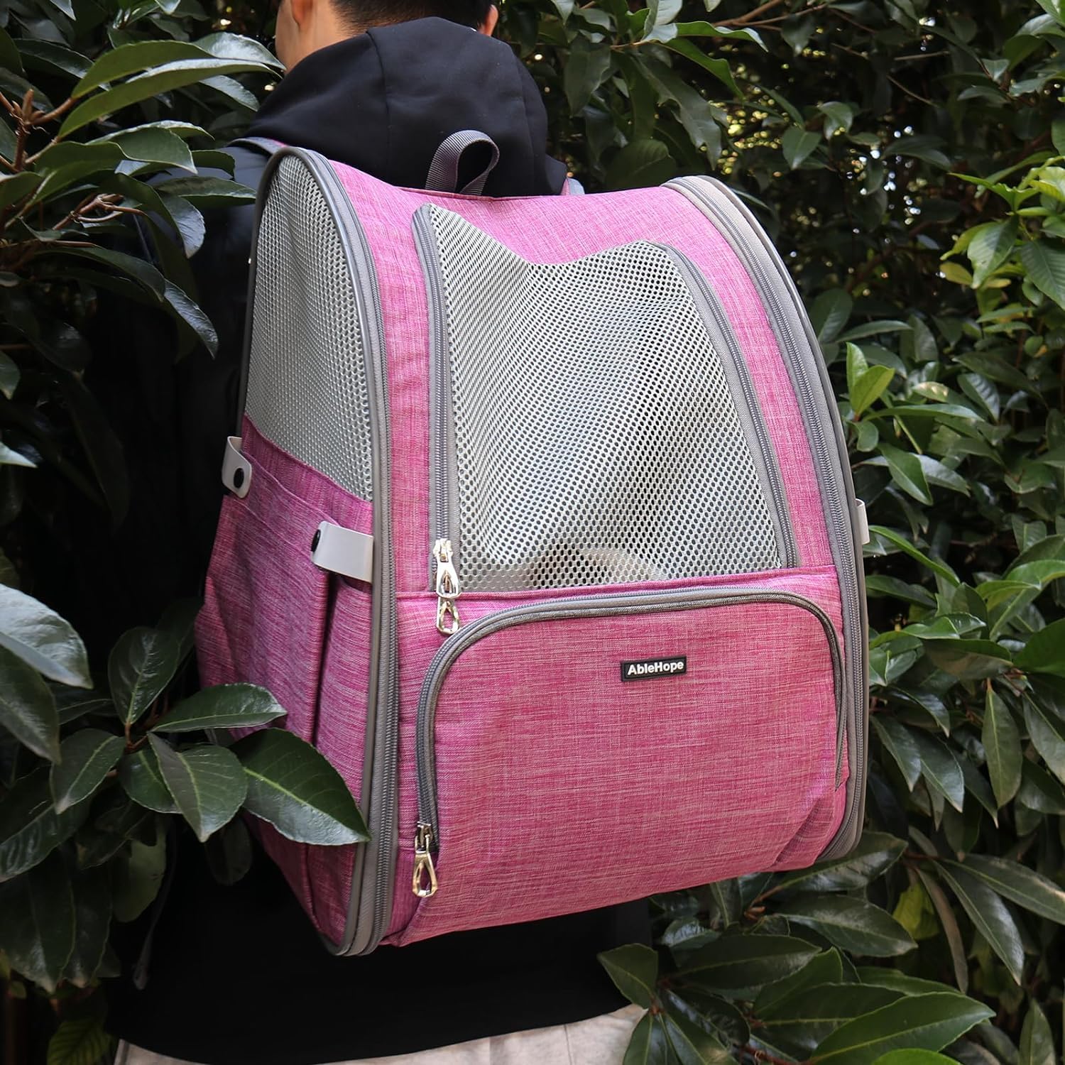 Rucksack Tragbare Katzenrucksäcke Für Tragen Von Katzen, Haustierrucksack, Netz-Hunderucksack Haustier(Pink)