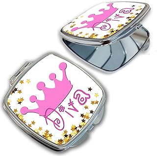 BleuReign(TM) Cute Pink Diva with Crown Compact Mirror
