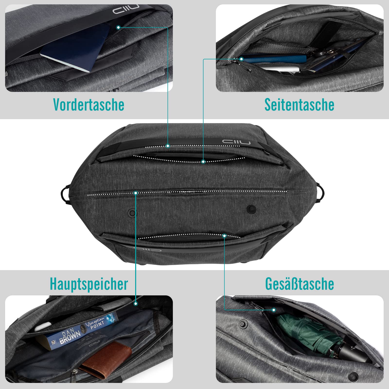 NIID H1 Travel Bag Men's Hybrid Sling Pack Large Sports Bag for Travel Weekender Duffel Travel Camping Bag 13 ~ 36 Litres Grey, gray - Image 3