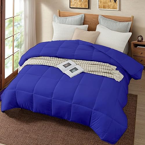 Miniatura 2 de Edredón ligero de plumón alternativo de 1 pieza, color azul real, tamaño Super King Plus (120 x 120 pulgadas), relleno de edredón de malla súper