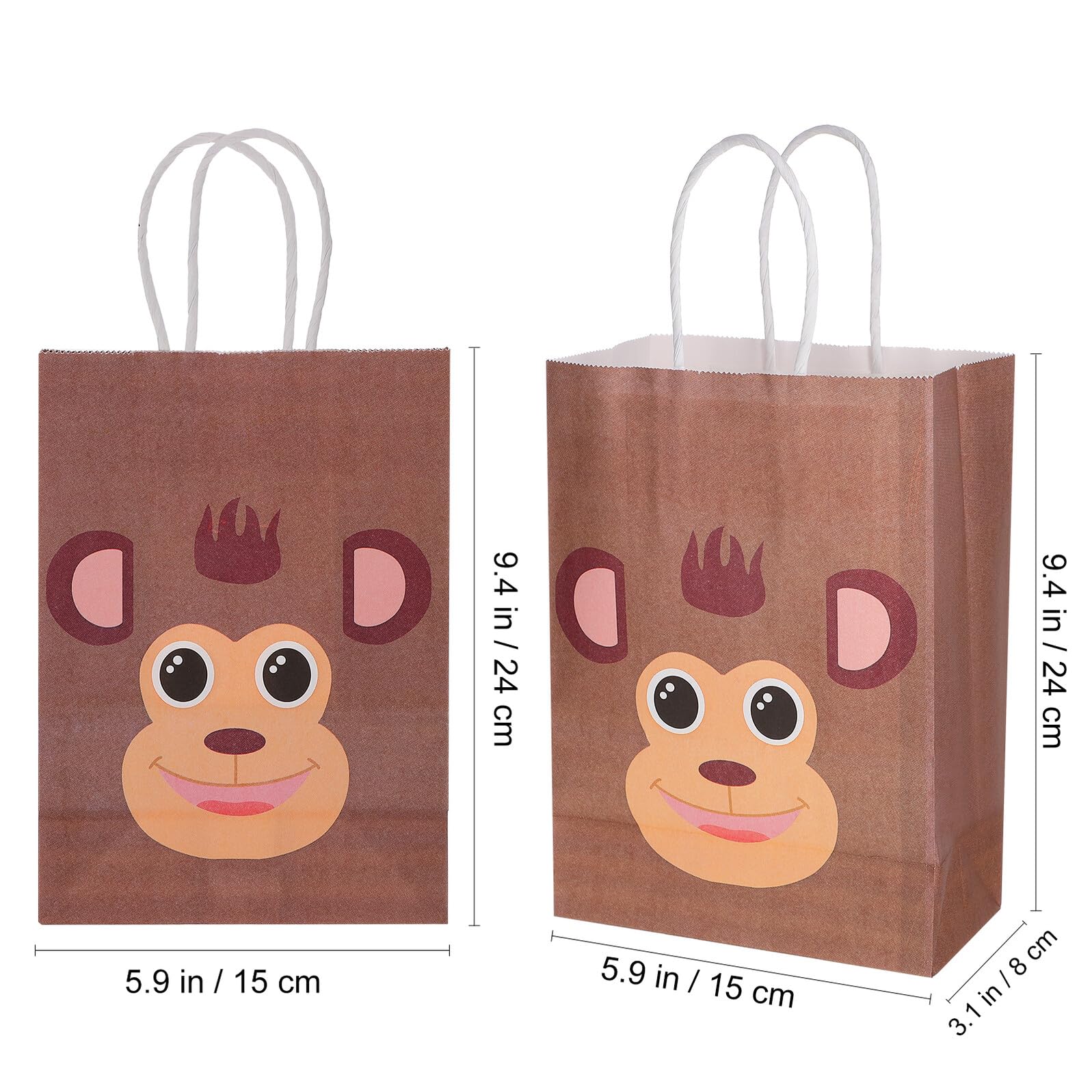 UPKOCH 24 pezzi Sacchetti Regalo Carta Kraft con Manici Animali per Feste Dimensioni per Compleanni Tema Giungla e Occasioni Speciali