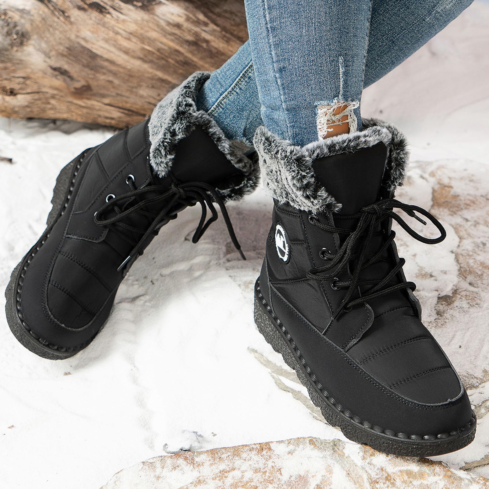Apres Ski Femme Bottes De Neige Botte Hiver Imperméable Bottines Boots Fourrées Apres-Ski Chaussure Bottine Botas Chaussures Glacia Barefoot Grand Froid Fourrée D'hiver Chaude Randonnée Après-Ski