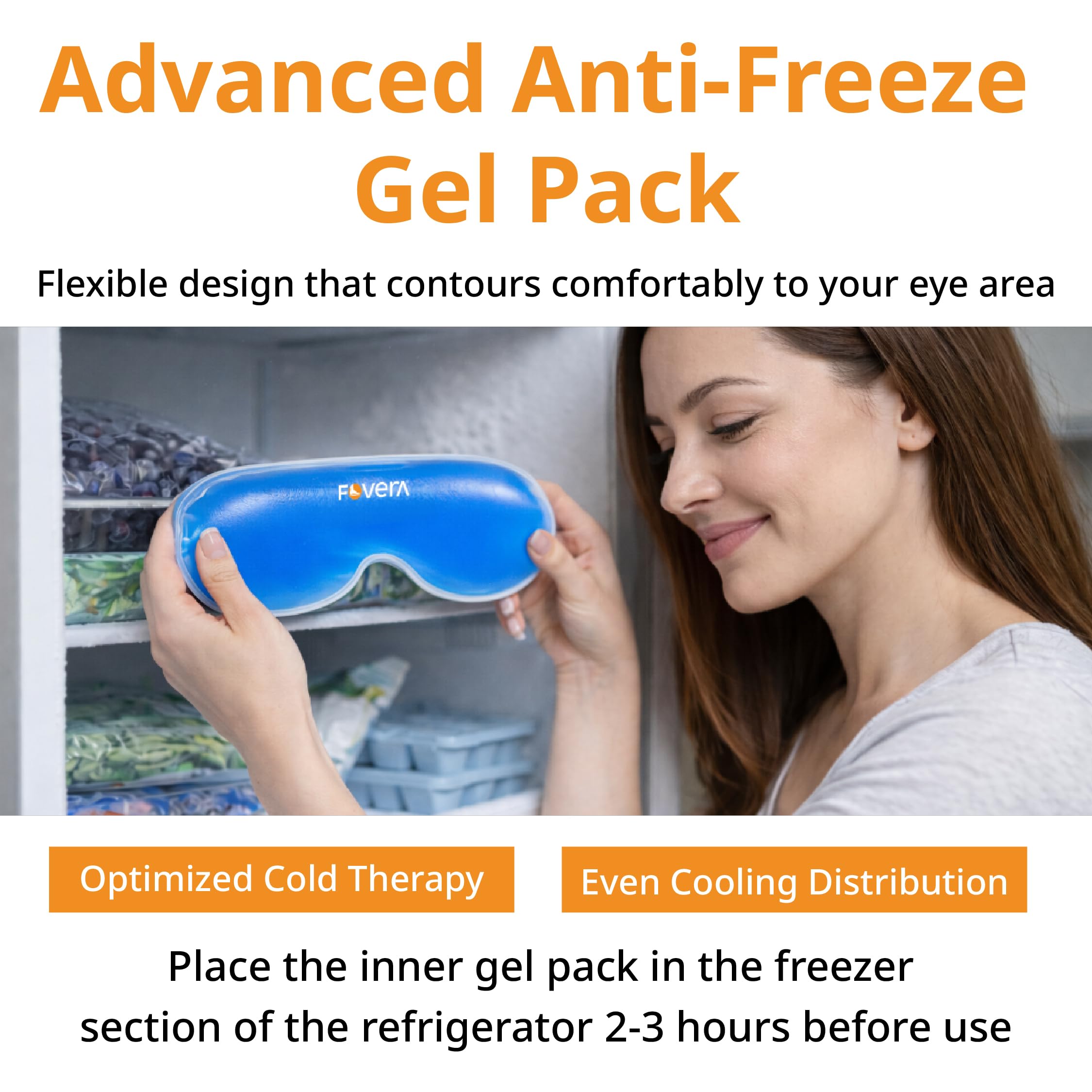 FOVERA Cooling Gel Eye Mask with Soft Cover – Reusable Cold Compress Pack for Dark Circles, Puffy Eyes & Migraine Relief – Long Lasting Ice Eye Shade, Adjustable Strap for Sleep & Travel (Pack of 1) — Amazon image 9