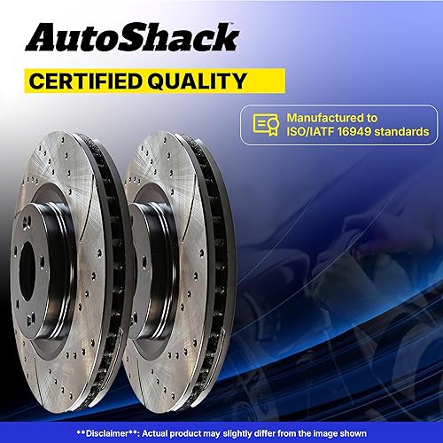Miniatura 7 de AutoShack - Par de 2 rotores de freno traseros perforados y ranurados, color negro, repuesto para el lado del conductor y el pasajero 2005-2016 Kia