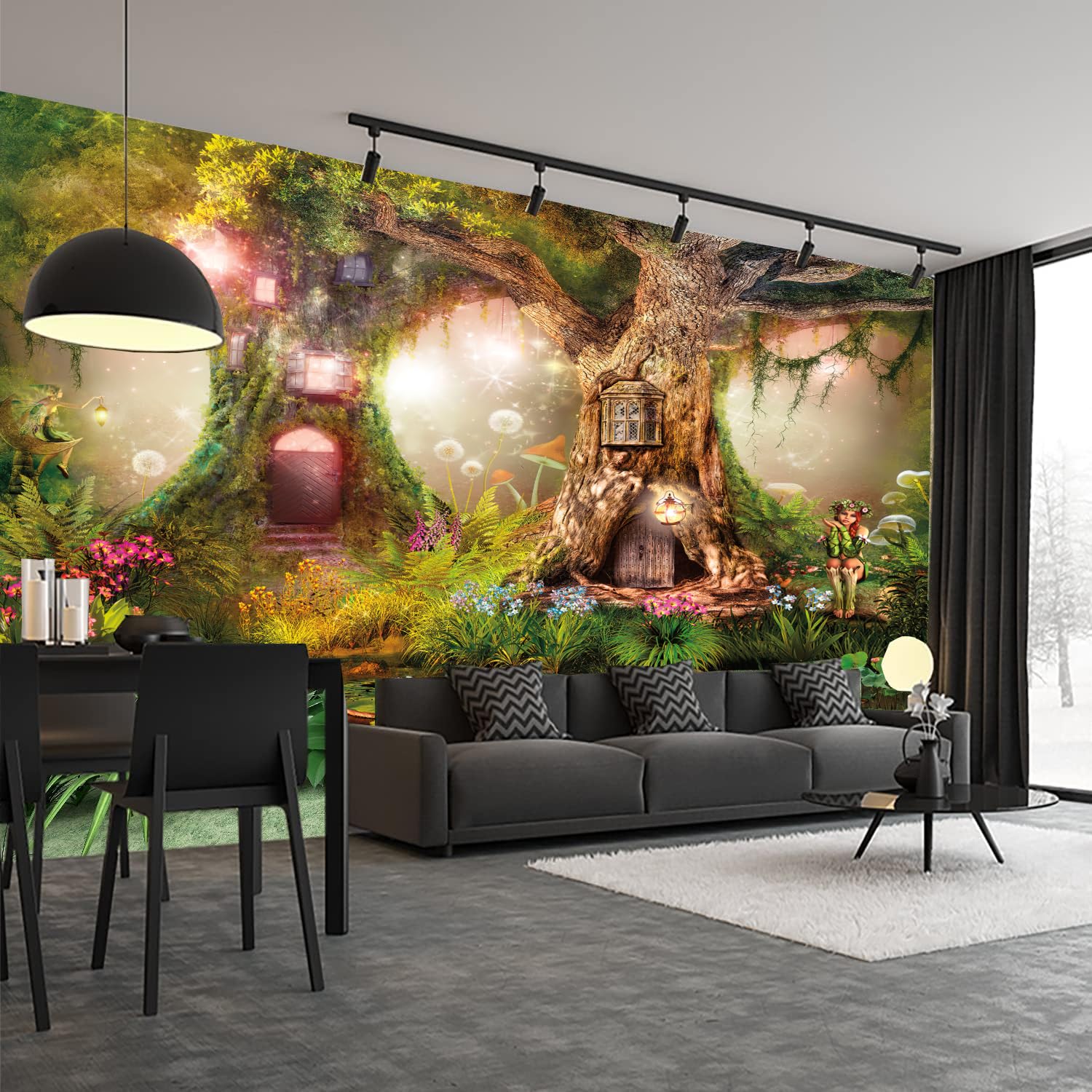 FENDROM Enchanted Forest Tapestry Magic Tree Fantasy Jungle Wall Hanging Fairy Landscape Dream Plants Wall Blankets Aesthetics Flannel Home Decor for Living Room Bedroom - Image 4