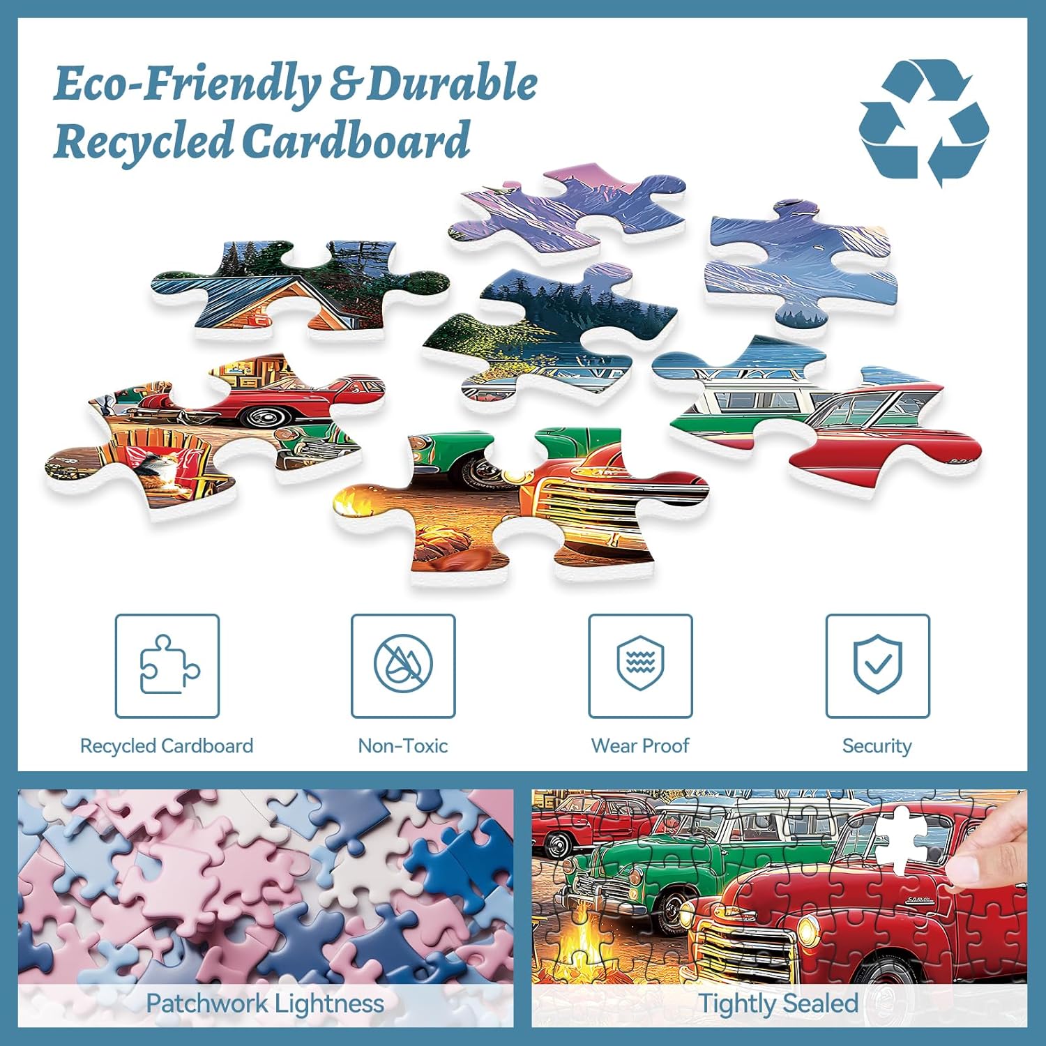 500 Pieces Puzzle for Adults, Puzzles for Adults 500 Pieces, Mountain Camping Bonfire Cars Jigsaw Puzzle, Challenging Perfect for Game Nights, 20.5 X 15 in