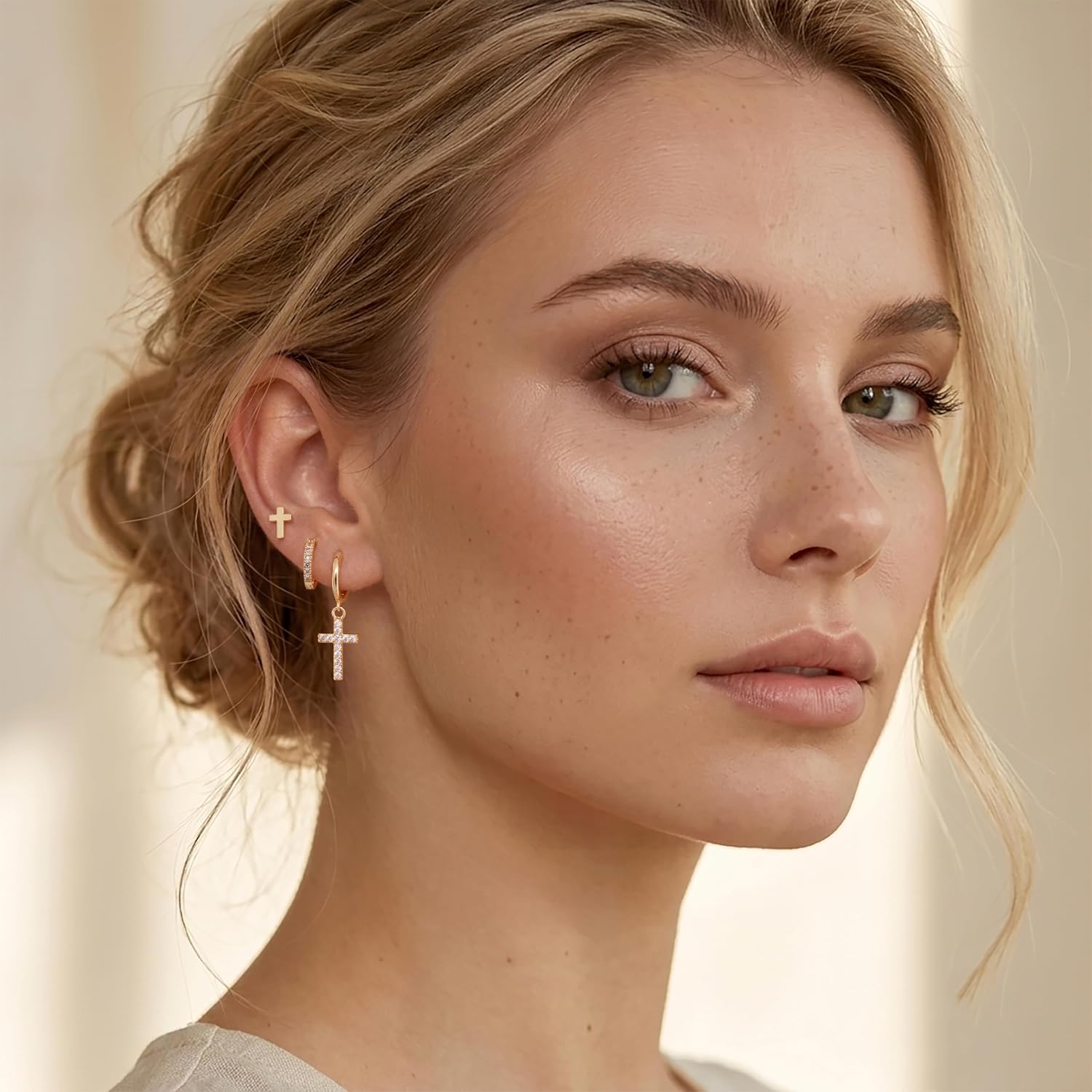 Silver Seashell Starfish Stud Hoop Earrings for Women, Summer Beach Flower Drop Earrings for Multiple Piercing Cartilage, Dainty Trendy Dangling Earring 3 Pairs Set Vacation Outfits Accessories Jewelry
