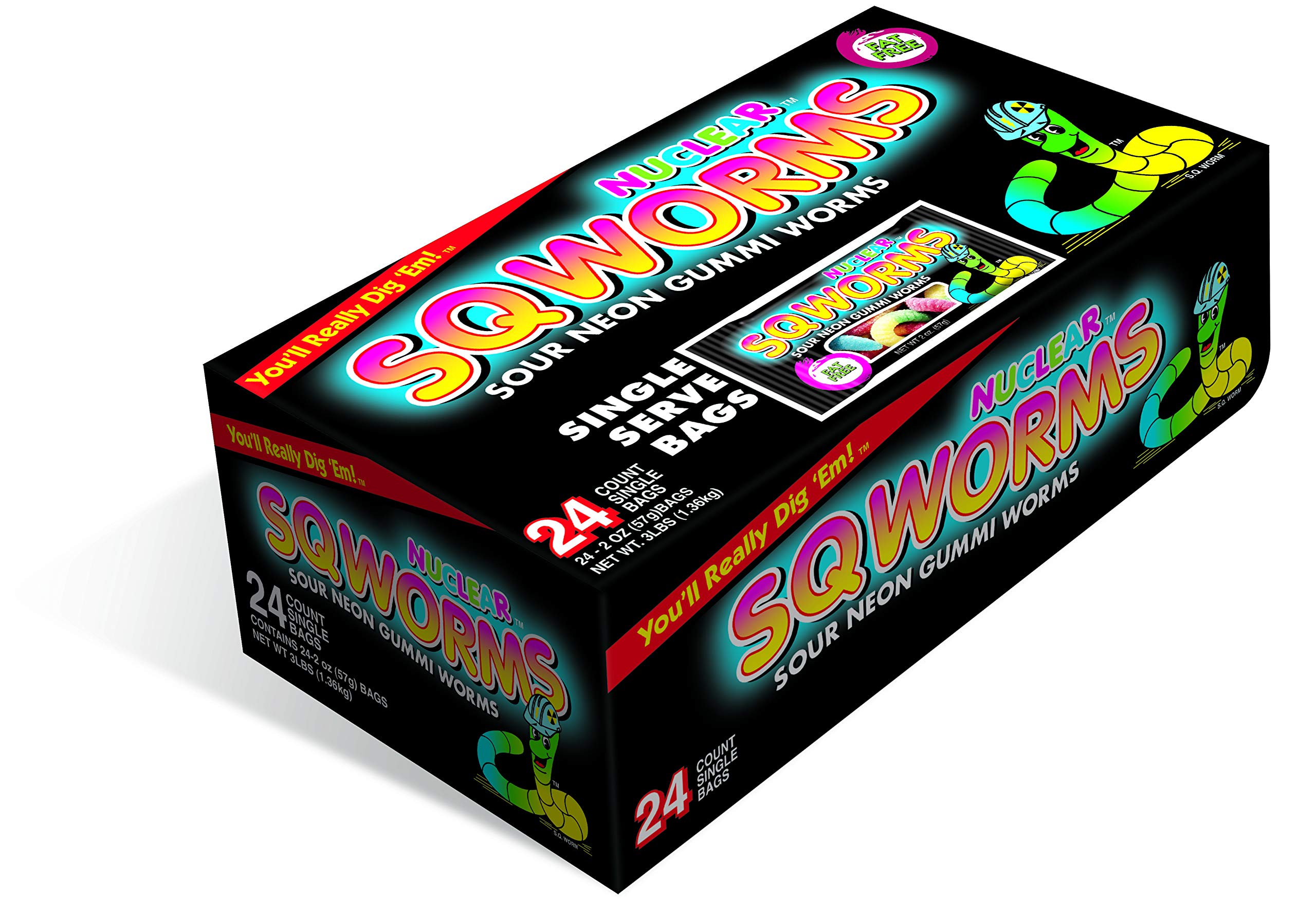 Amazon.com: Nuclear Sqworms Sour Neon Gummi Worms, Gummy Candy