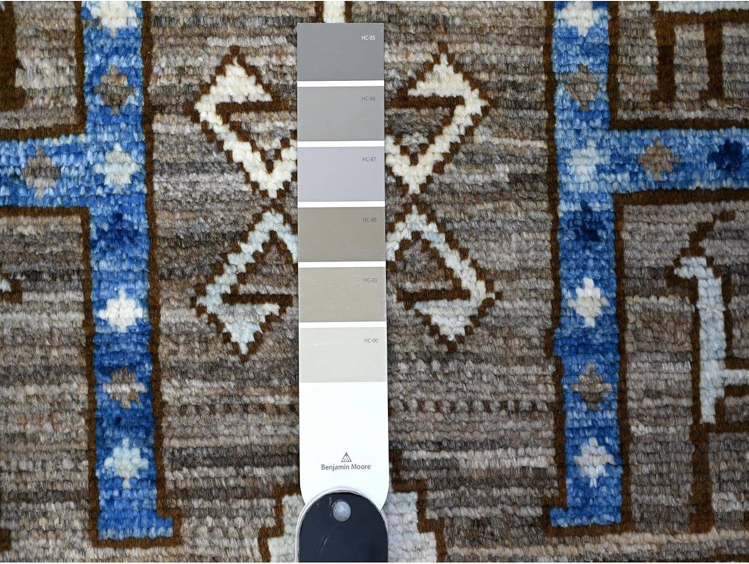 Gray Anatolian Village Inspired with Geometric Design Soft Wool Hand Knotted Runner Rug (4'1"x9'10")