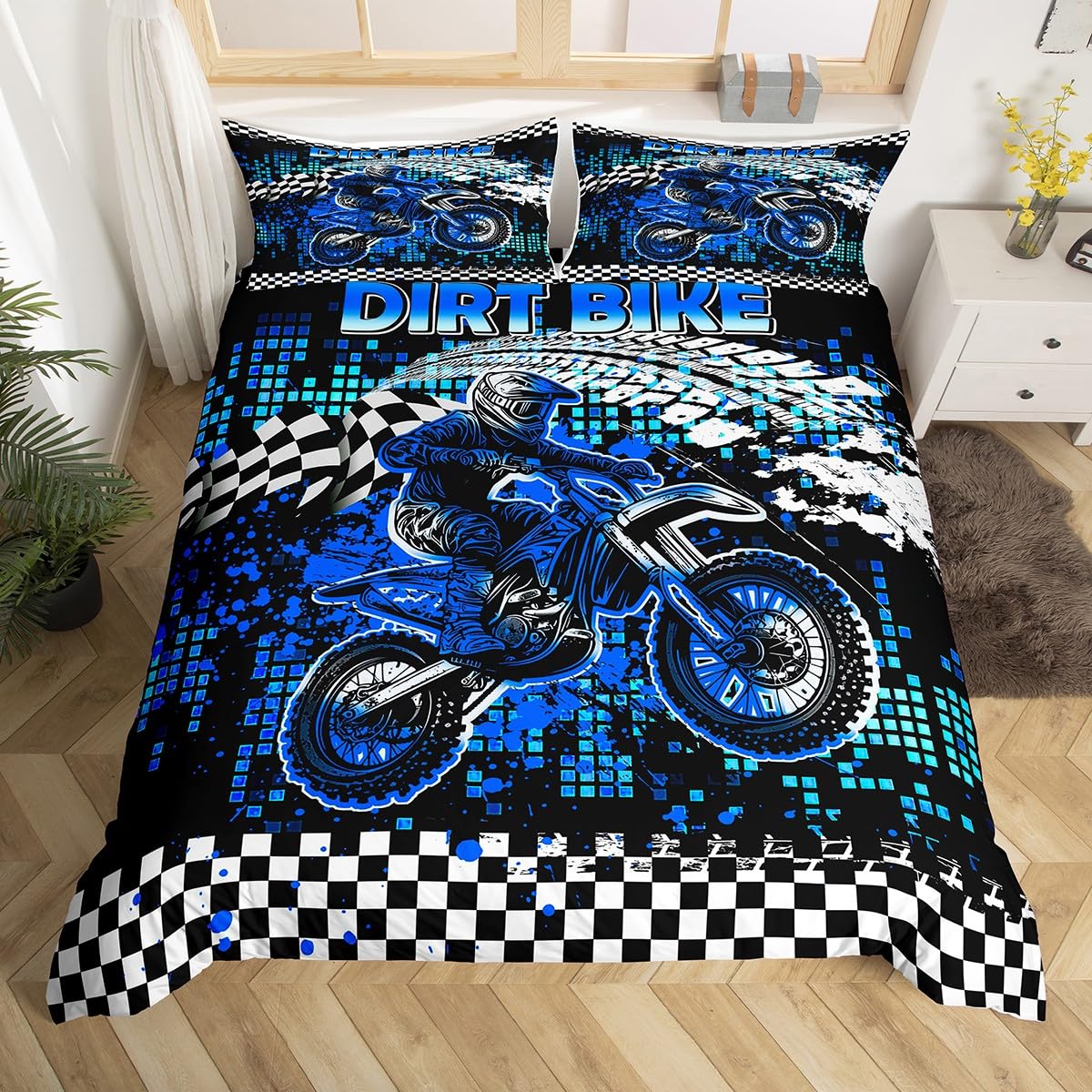 Parure de lit moto cross pour décorer une chambre d'enfant passionné de sport