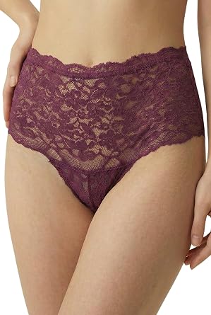 Cottonhill Underwear High Waisted Lace Panties, Sexy Thongs for Women with Elastic Criss Cross Back and Rhinestone Detail