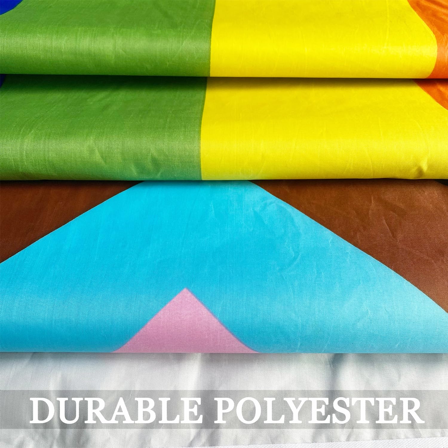 Doppelseitige Regenbogen-Fortschrittsflagge - 7,6x12,7 Cm, 240D Polyester, UV-beständig