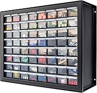 IRIS USA 64-Drawer Stackable Storage Organizer Cabinet - Screws, Crafts, Beads, Hardware, Tools - Black Garage Bin