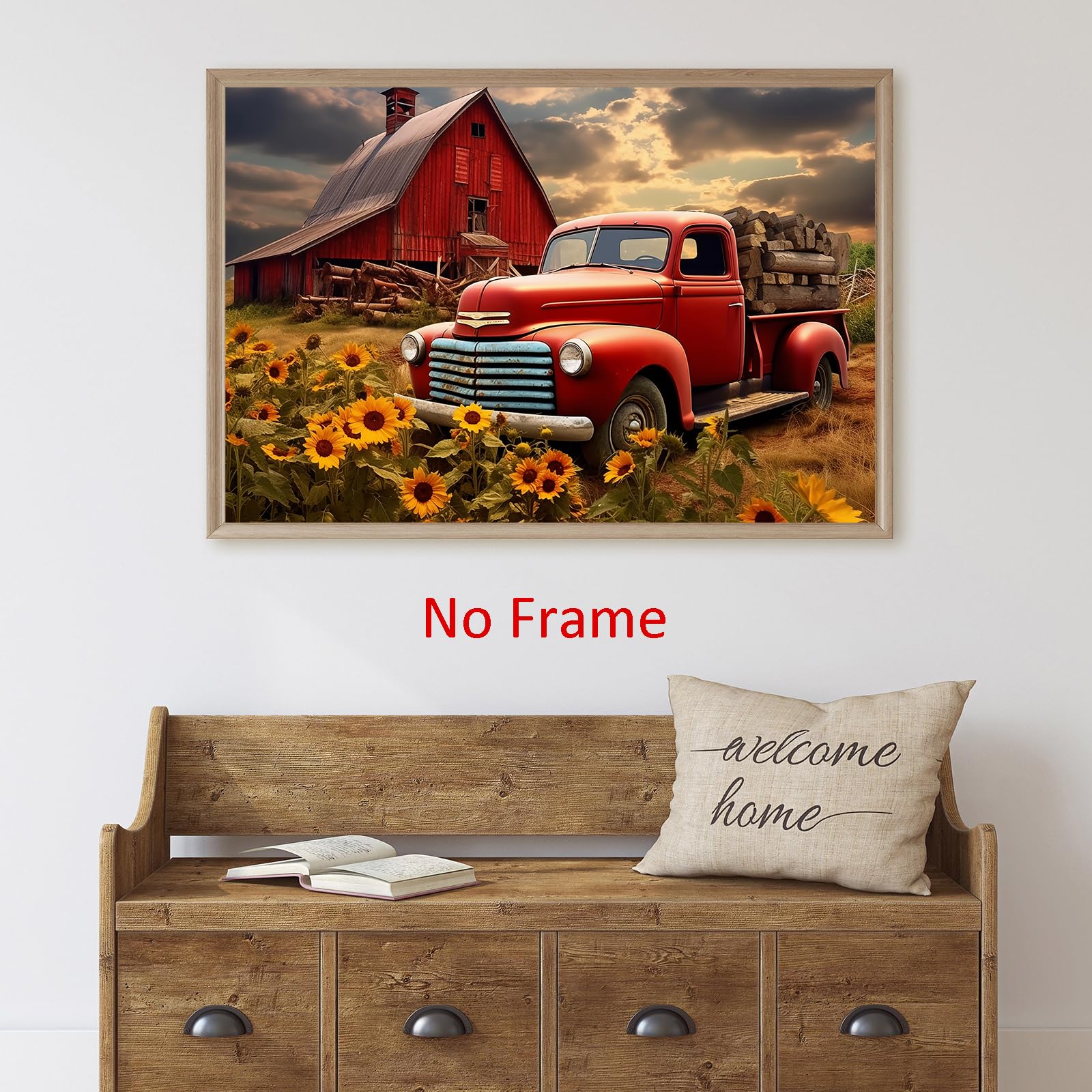 Amazon.com: Farmhouse Rustic Red Barn & Old Truck Poster - Farm