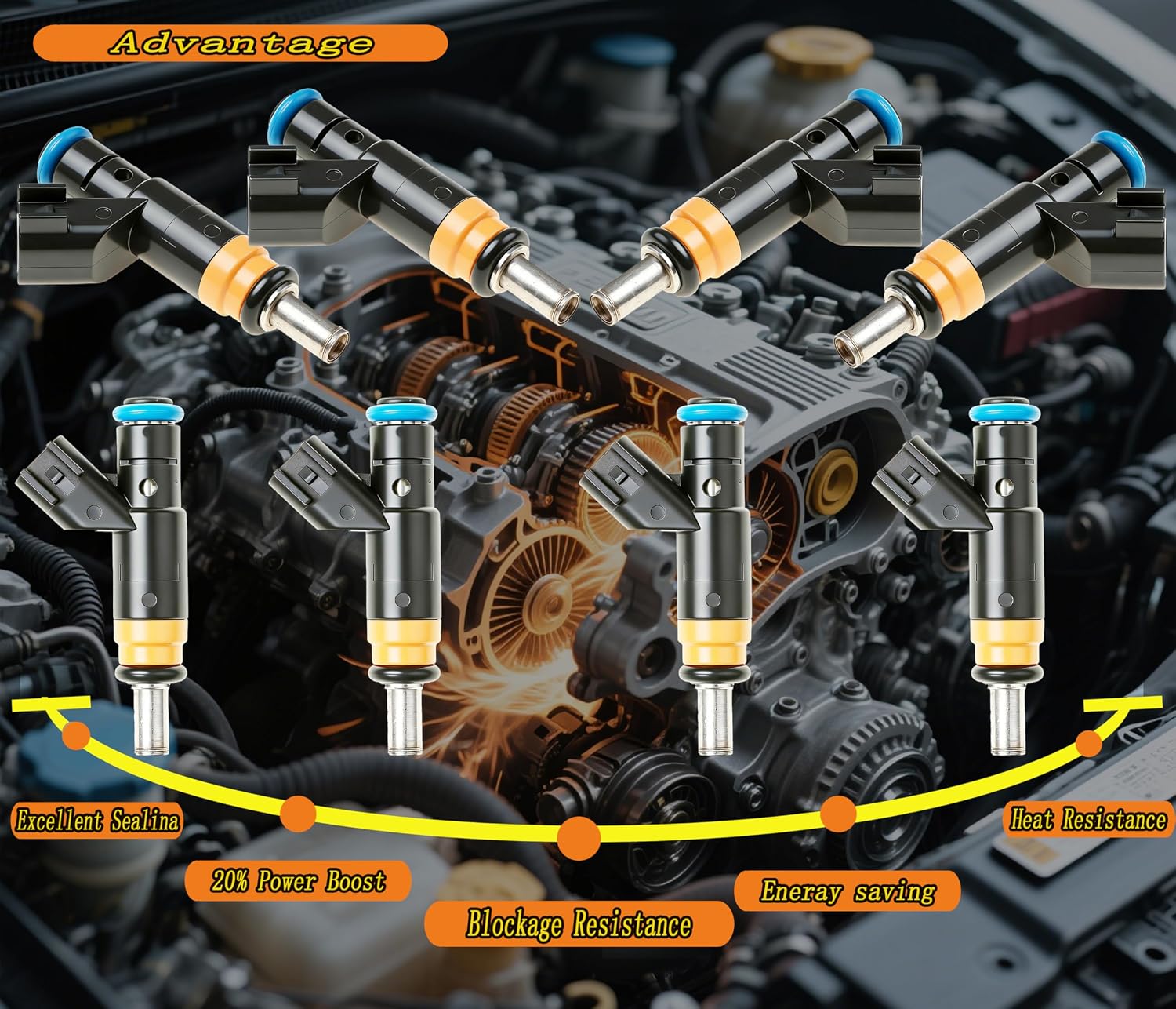 8PCS 4 Holes Replacement For hemi 5.7 Fuel Injectors,Replacement For Dodge 5.7L Charger Ram-Pickup Durango 2008-2015,Replacement For Jeep Grand Cherokee,Replace OE# 05037479AA,FJ732