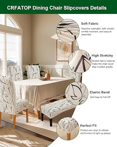 Miniatura 10 de CRFATOP Funda estampada para asiento de banco de comedor, funda elástica y tapizada, extraíble y lavable, fundas para silla de comedor para