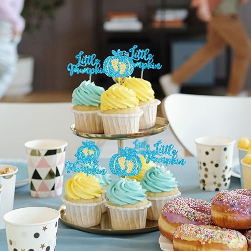 Miniatura 7 de 24 adornos para cupcakes de calabaza con purpurina para cupcakes de calabaza pequeña, decoración de baby shower, temática de cosecha de otoño,