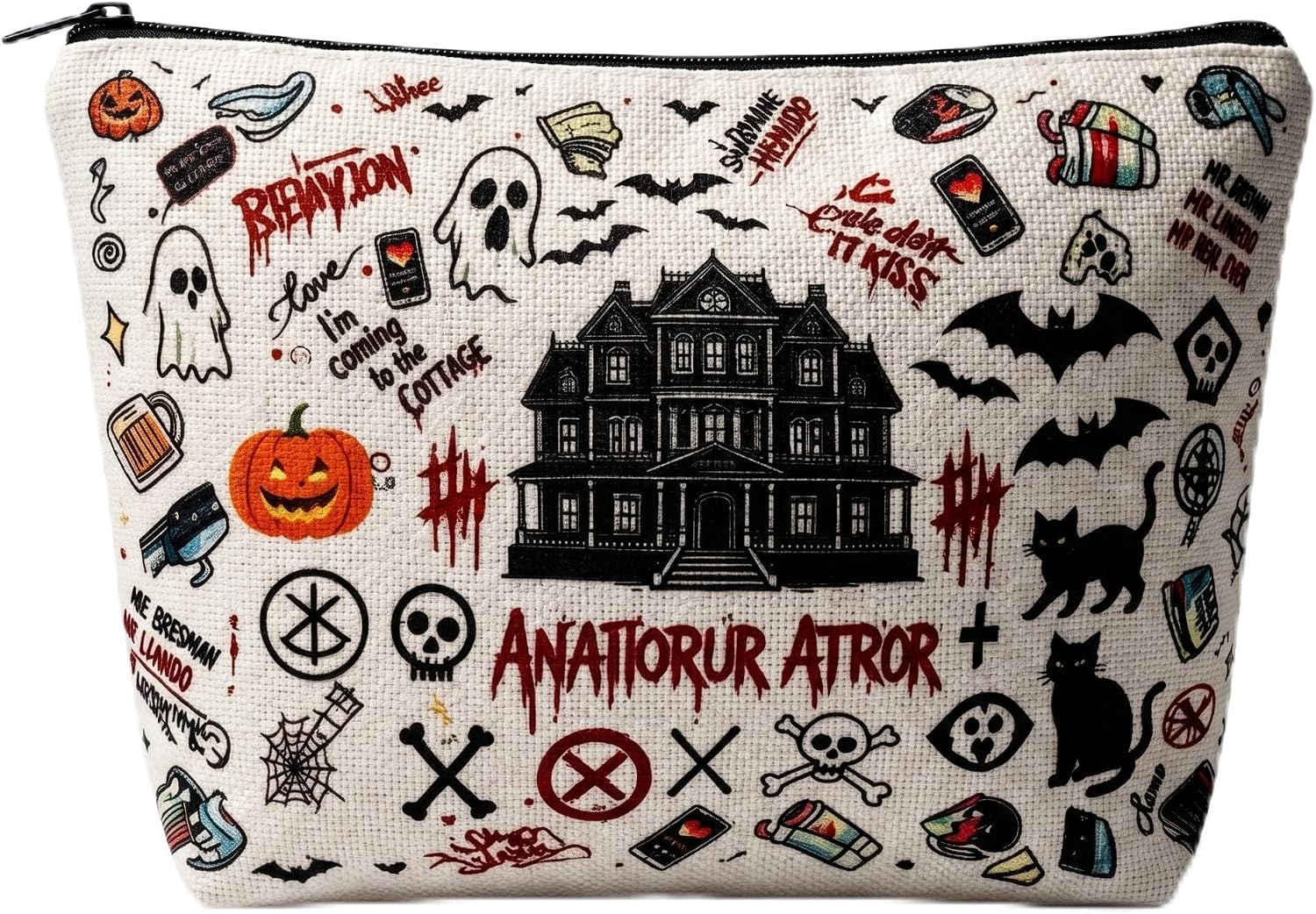 WEGLS for Horror Story Movie Scary Halloween Makeup Bag Cosmetic Bag