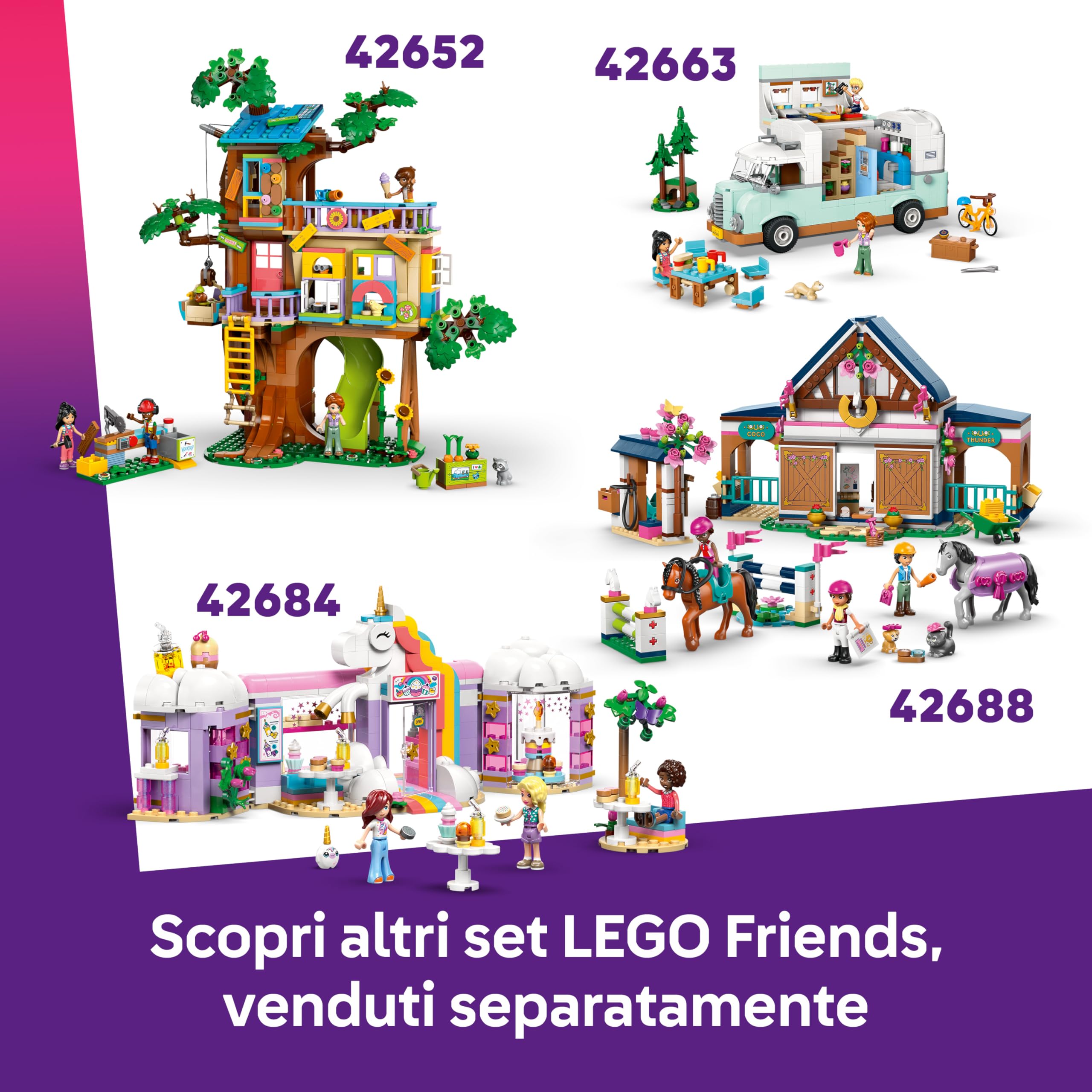 LEGO Friends Casa della Famiglia di Liann - Giocattolo in Miniatura da Costruire con Giardino, 4 Mini Bamboline, Animale Axolotl, Gecko e Accessori - Regalo di Compleanno per Bambine da 7 Anni - 42687