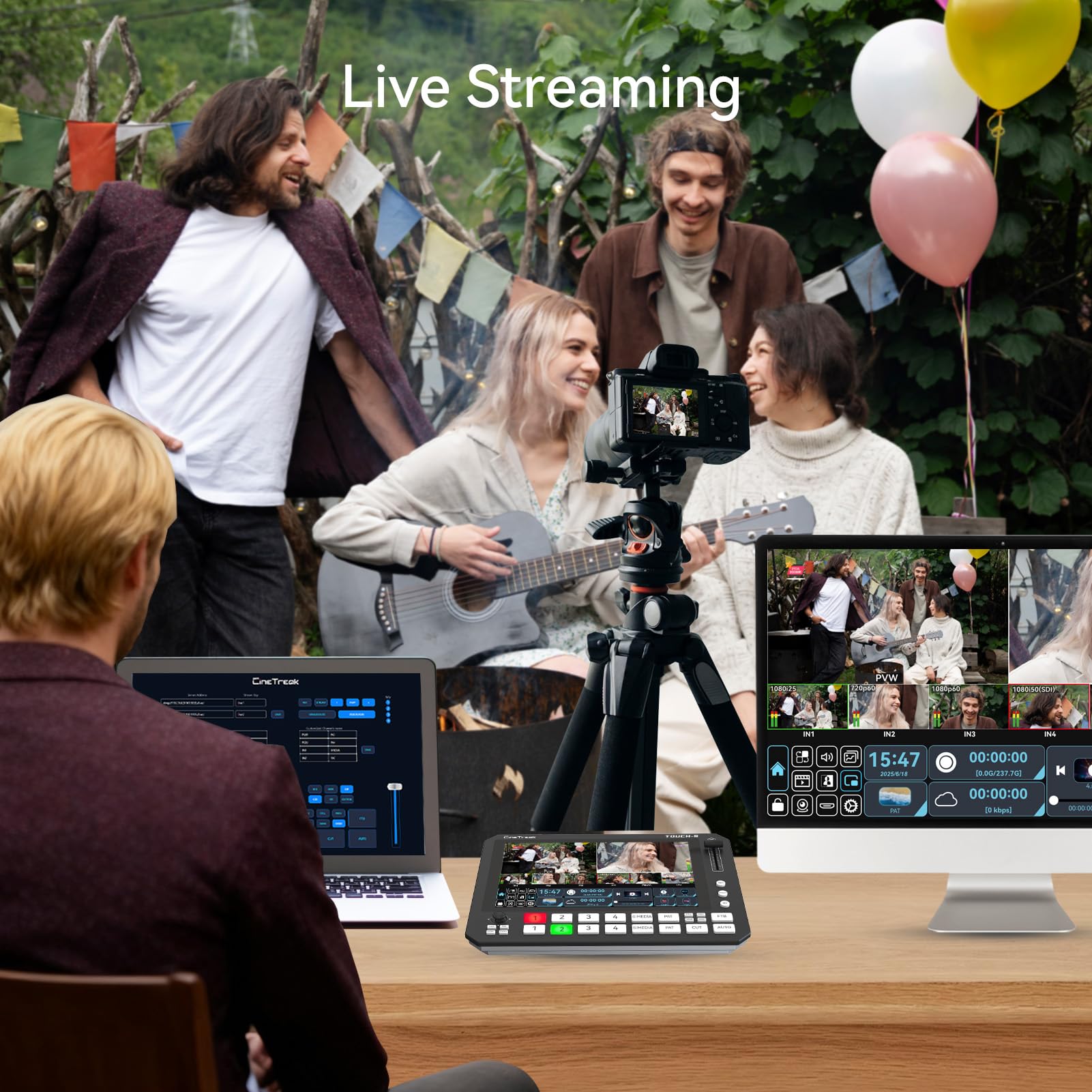 Touch-S 10,1” Switcher Video Touchscreen, Mixer per Streaming Live HDMI/SDI a 6 Canali con Controllo Telecamera PTZ, Monitoraggio Multiview, Acquisizione USB, Miscelazione e Registrazione Audio