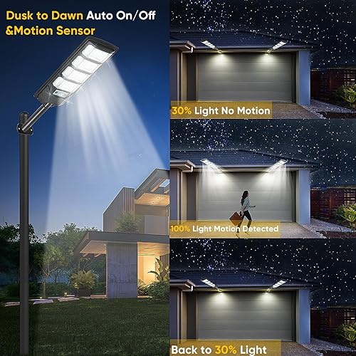 Miniatura 3 de Paquete de 2 luces solares para exteriores, impermeables, 6500 K, 12000 lúmenes, 5730SMD, luces de inundación solares del atardecer al amanecer, luz
