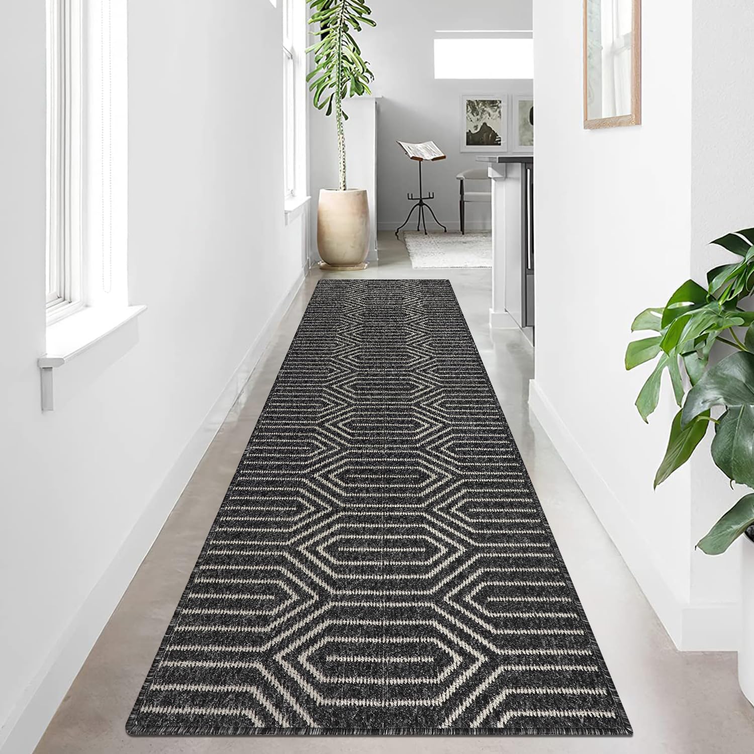 Cekene Runner Rugs for Hallway Non Slip 80x300cm kitchen Runners Machine Washable Long Low Profile Entryway Rugs Floor Carpet Runner for Stairs Kitchen Hallway Entryway Laundry Room Grey