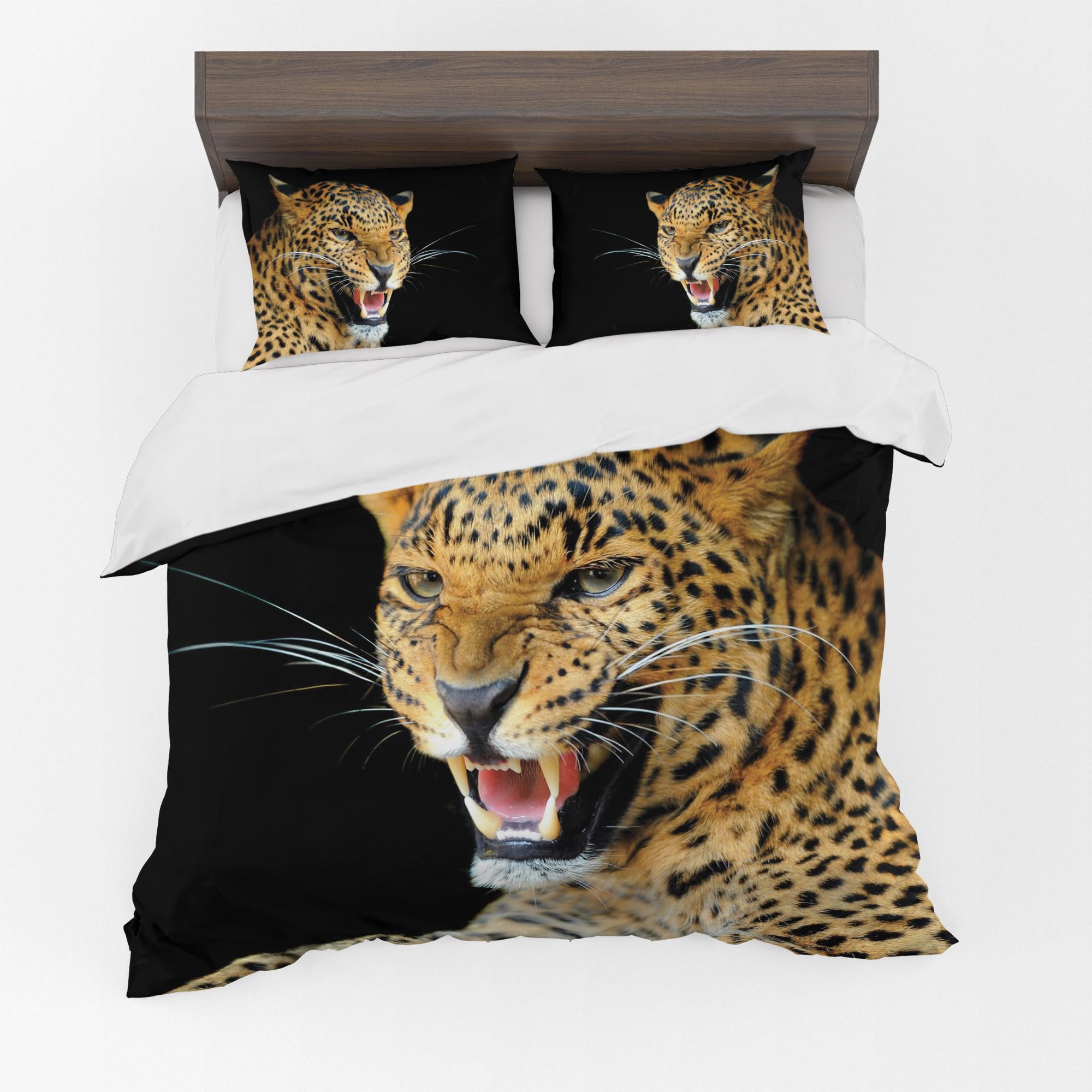 Adam Home 3D Duvet Cover Set With Pillowcases Home Bedroom Décor Digital Printed Microfiber Super King Bedding Set Made in UK|Roaring Leopard