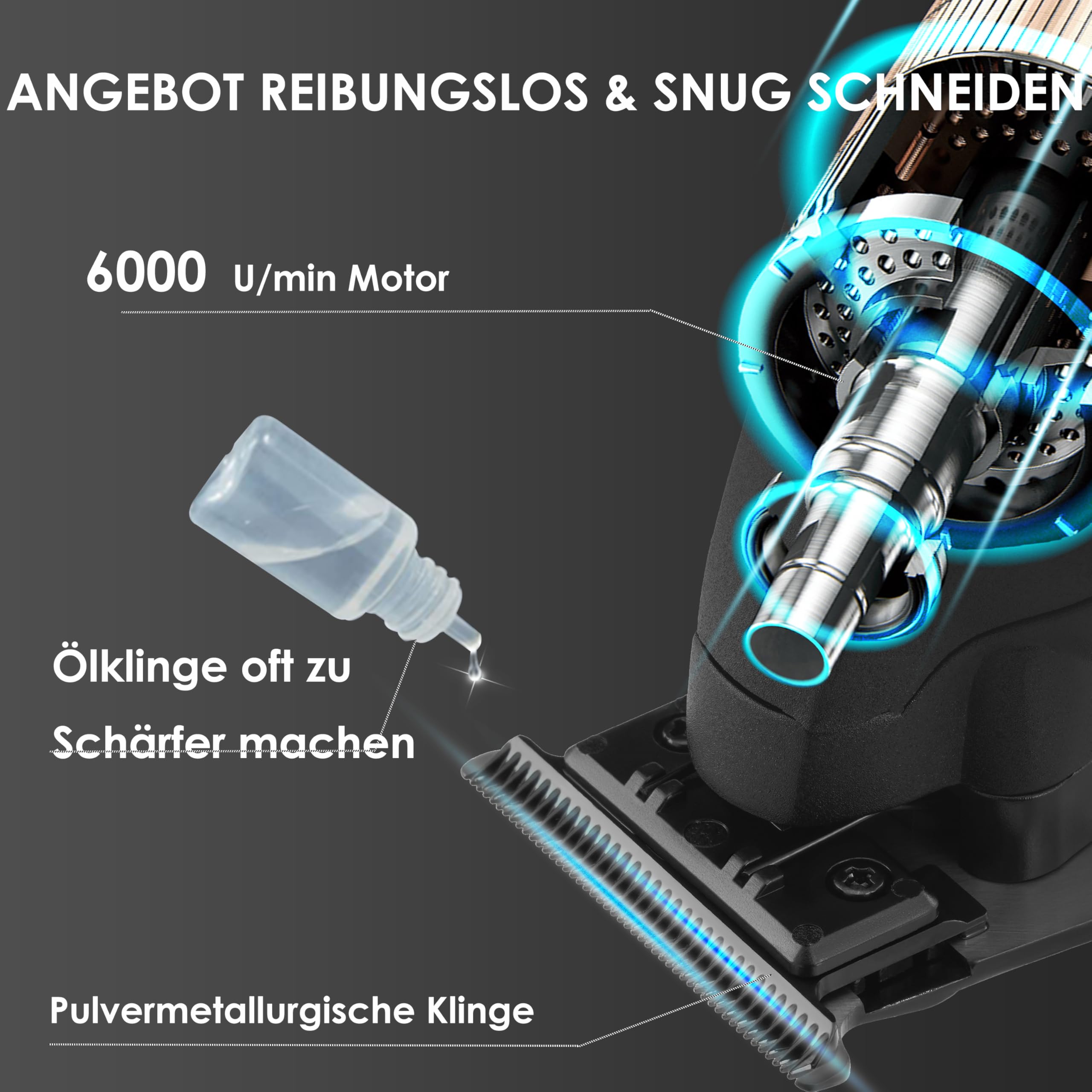 KEMEI 2293 Professioneller Haar-/Bartschneider für Männer, Zero Gapped-Haarschneider für Friseure mit T-Klinge, kabellos, wiederaufladbar, Geschenk für Männer