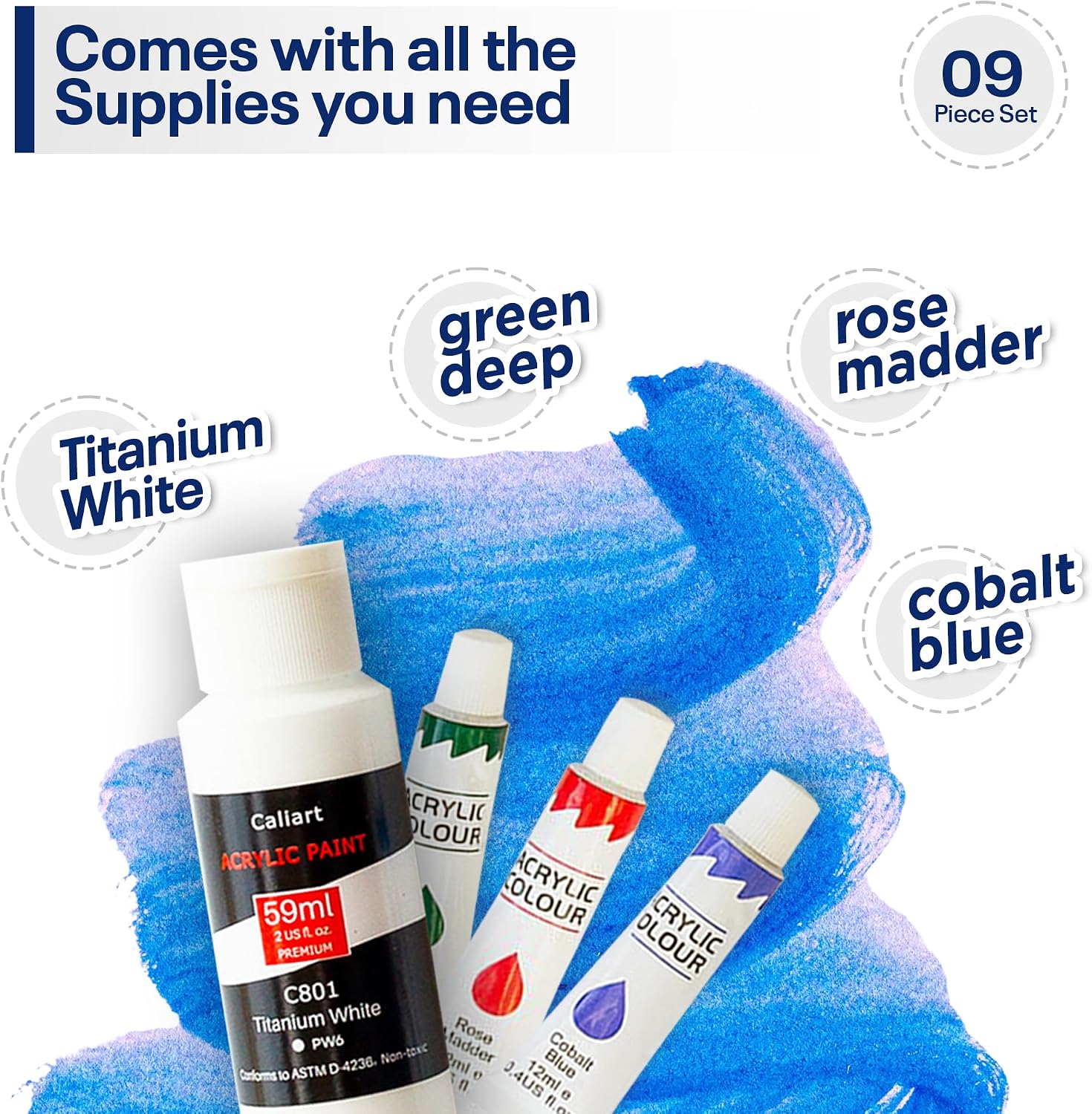 Painting4Real DIY Art Painting Kit for Adults with Video Tutorials – Learn to Paint Wildflower Twilight - 9 Pieces Acrylic Paint Set & Art Supplies for Adults, Mother Day Gift Set for Mom, Women