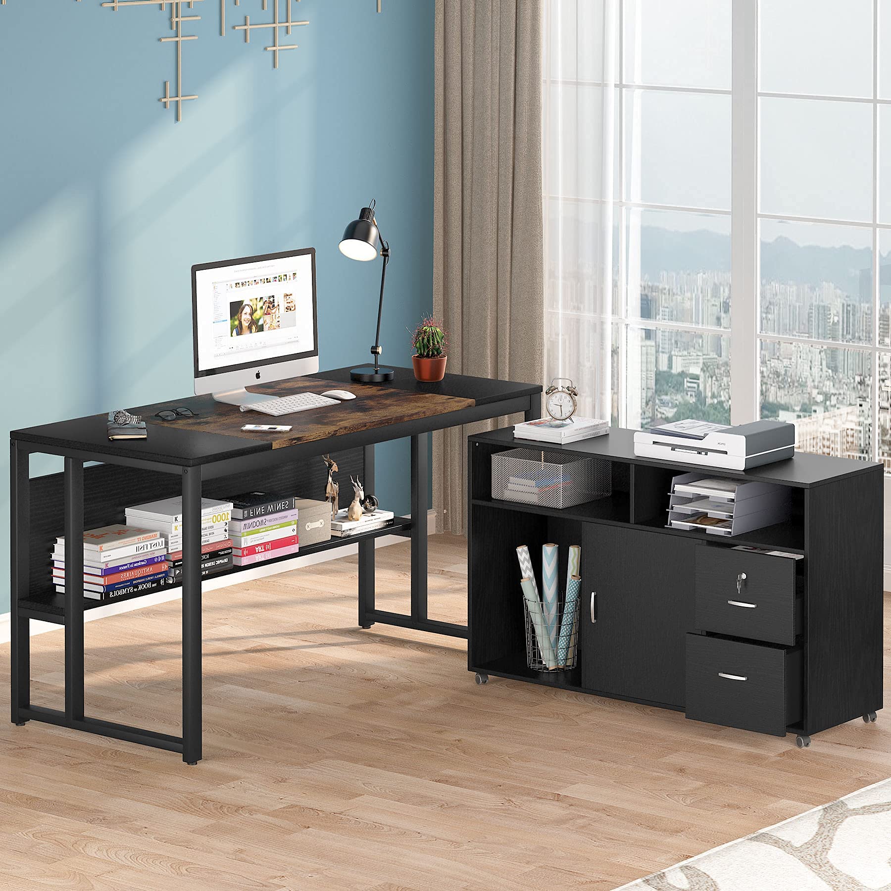 Buy Tribesigns L Desk, 55 inches Executive Office Desk
