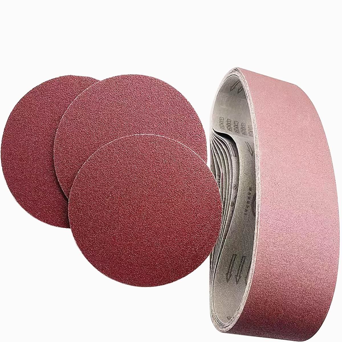 22 pièces Kit de Ponceuses à Bande.100 x 915 mm Bande Abrasive Chaque 2X80/120/150/240/400.Lot de 12 disques abrasifs Autocollants 150 mm Chaque 2X60/80/120/180/240/320 Bandes Abrasives Mixte -FEIHU