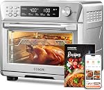 Cosori Air Frier Grille-pain Oven Combo 26QT Comptoir, 11-in-1 Four à convection intelligente, four à pâtisserie, acier inoxydable 6 Couper le toast 12" Pizza,75 Recettes