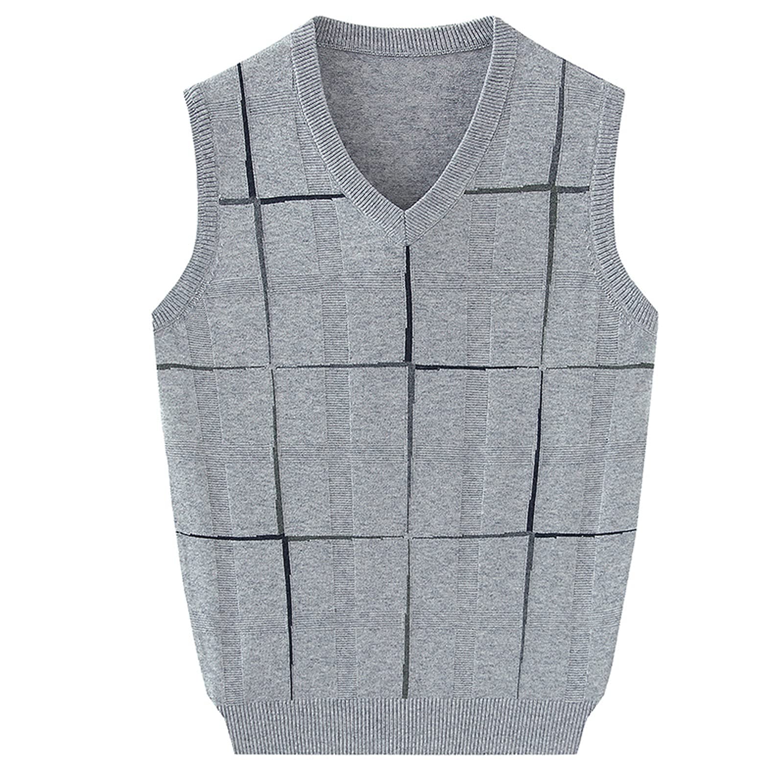 Suéter Hombre Chaleco sin Mangas de Punto Elegante Otoño Invierno Cálido Chaleco con Cuello en V