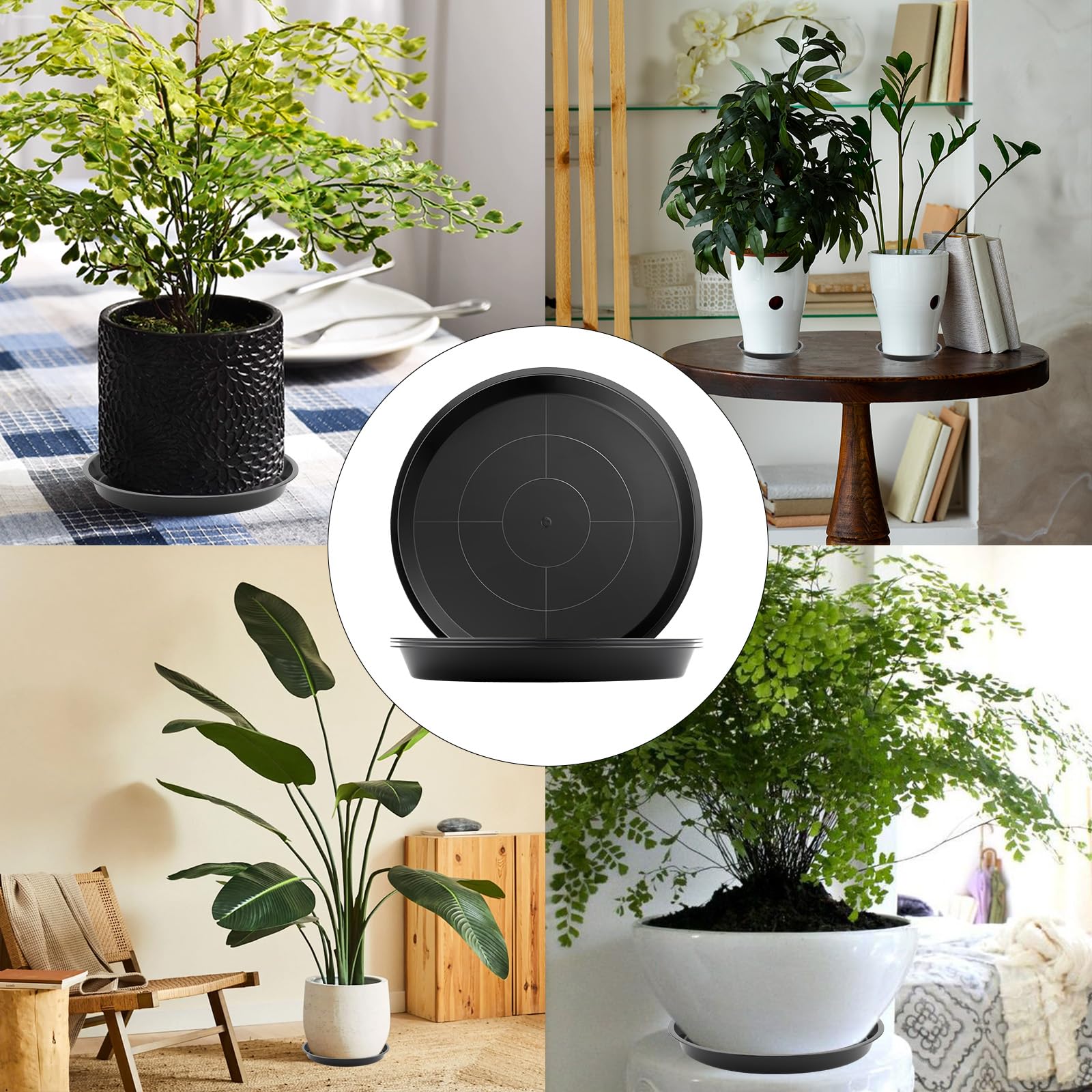8 Stück Blumentopf Untersetzer Rund 30 cm Topfuntersetzer Pflanzen Schwarz Unterteller Blumentopf Kunststoff Pflanzenuntersetzer Pflanztopf Untersetzer für Innen- und Außenpflanzen