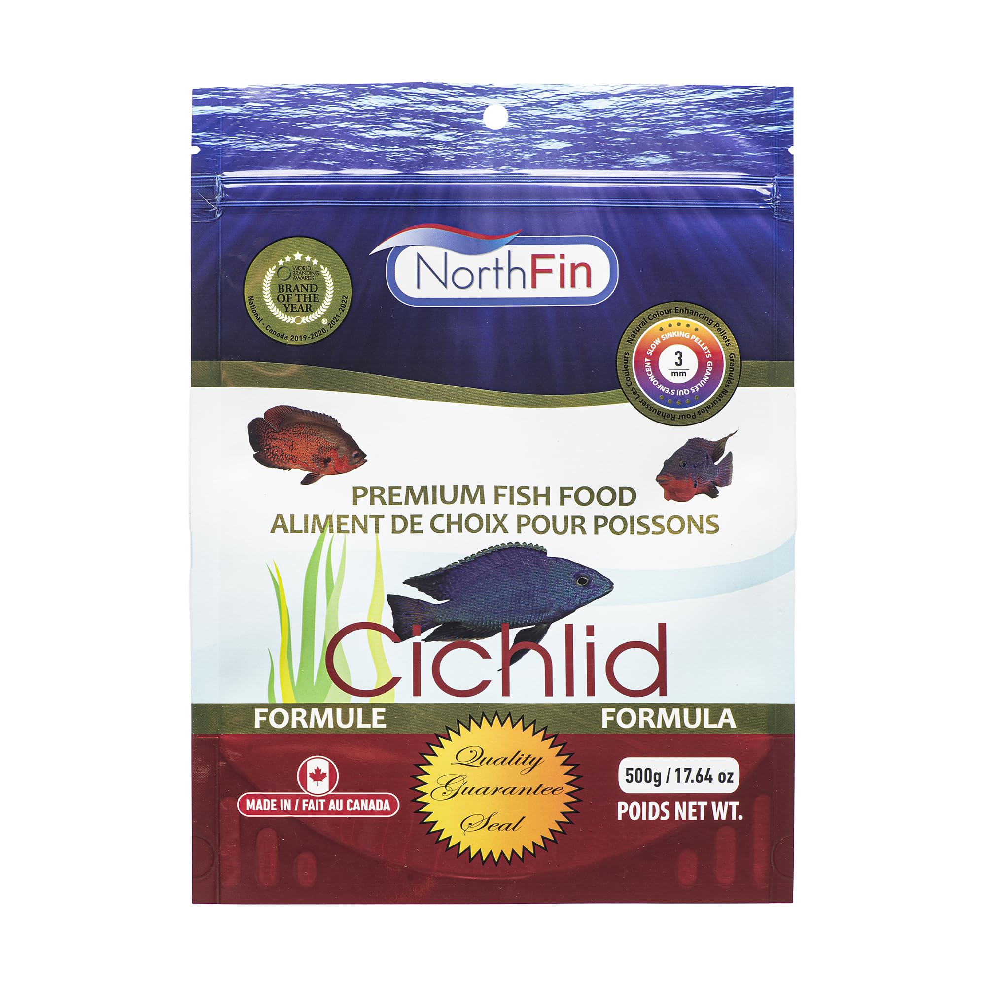 Northfin Fish Food Cichlid Formula Slow Sinking Pellets (3mm 500g)