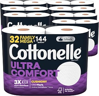 Cottonelle Ultra ComfortCare Toilet Paper: 32 Family Mega Rolls, Extra Soft 2-Ply with CleaningRipples Texture
