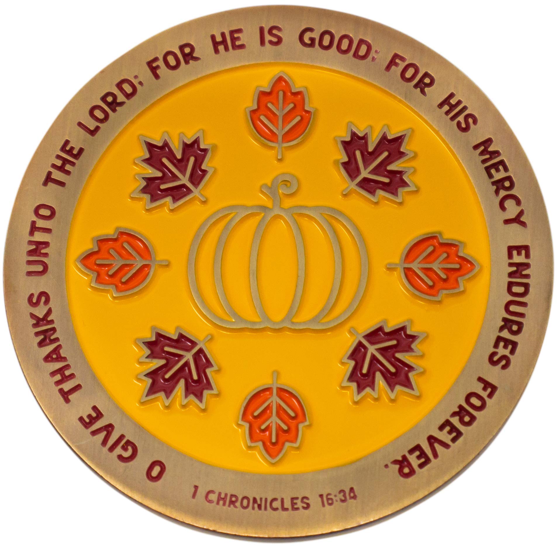 ハッピーサンクスギビング、秋のキリスト教のグリーティングコイン、秋の宗教的な聖書ギフト、家族や友人へのトークンを渡す、主に感謝の気持ちを伝えるコレクター用聖書の一節ギフト