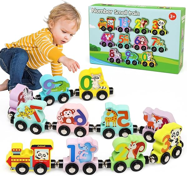 Ballery Jouet de Train en Bois Montessori Numéro Set