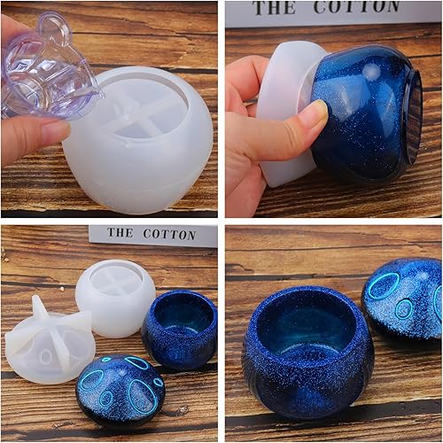 Miniatura 7 de Moldes de Tarro de Silicona de Resina Juome, Moldes de Tarros de Setas de Silicona con Tapa para Fundición de Resina Epoxy para Almacenamiento de