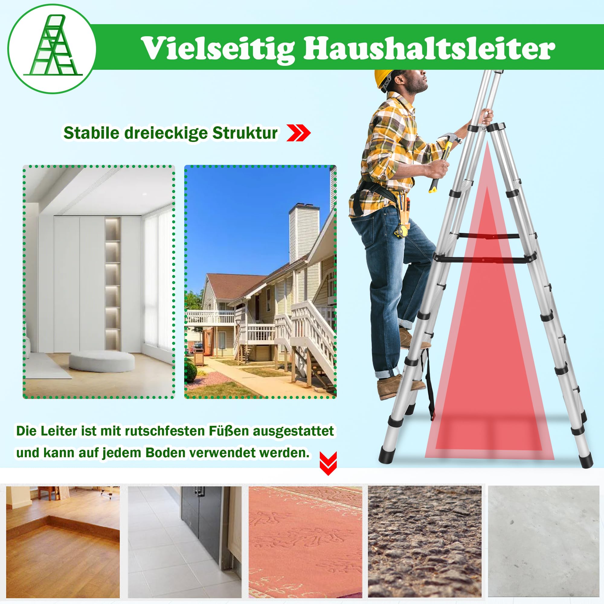 Échelle De Secours Pliable 4,5 M En Aluminium - Charge 450 Kg - Crochets Télescopiques - Anti-Feu - Pour Fenêtre Et Balcon
