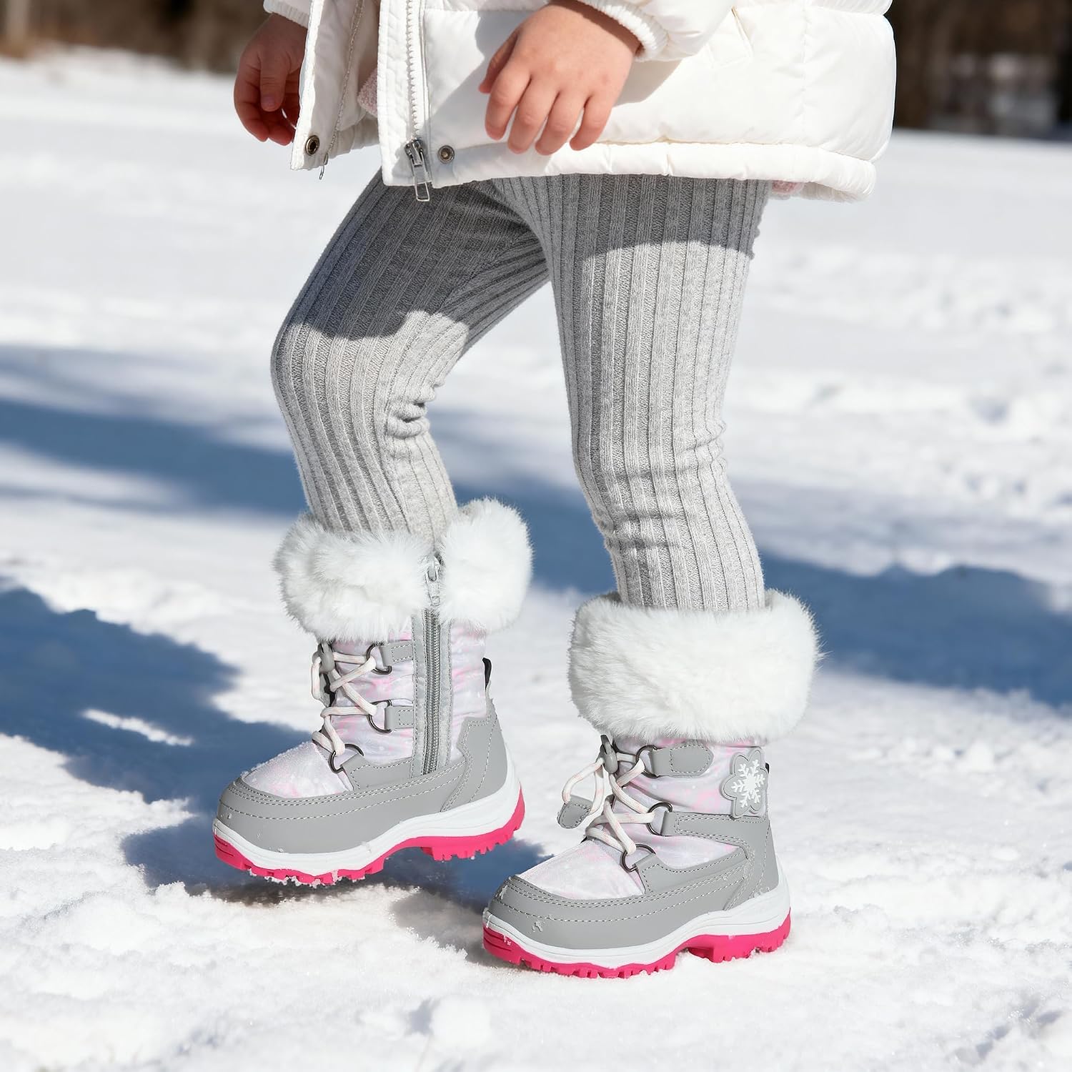 DREAM PAIRS Girls Winter Snow Boots Faux Fur Lined